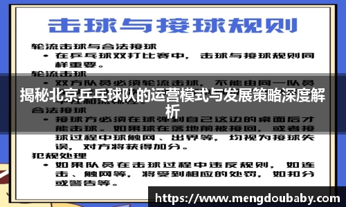 揭秘北京乒乓球队的运营模式与发展策略深度解析
